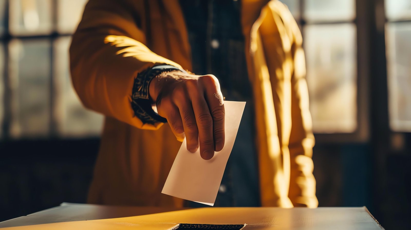 person-casting-their-vote-ballot-box-person-is-wearing-yellow-jacket-blue-jeans